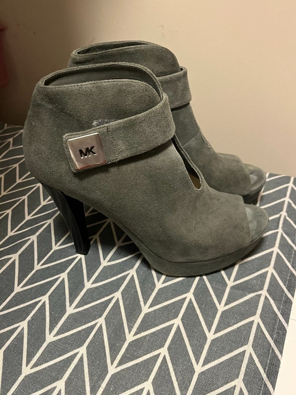Michael Kors Devenport Suede Leather Cutout Heel Booties